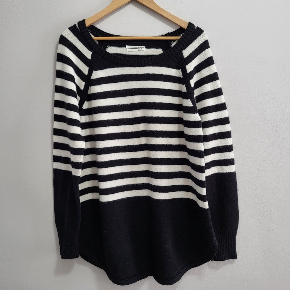 Anthropologie Rebekah Black and White Striped Sweater Size XL